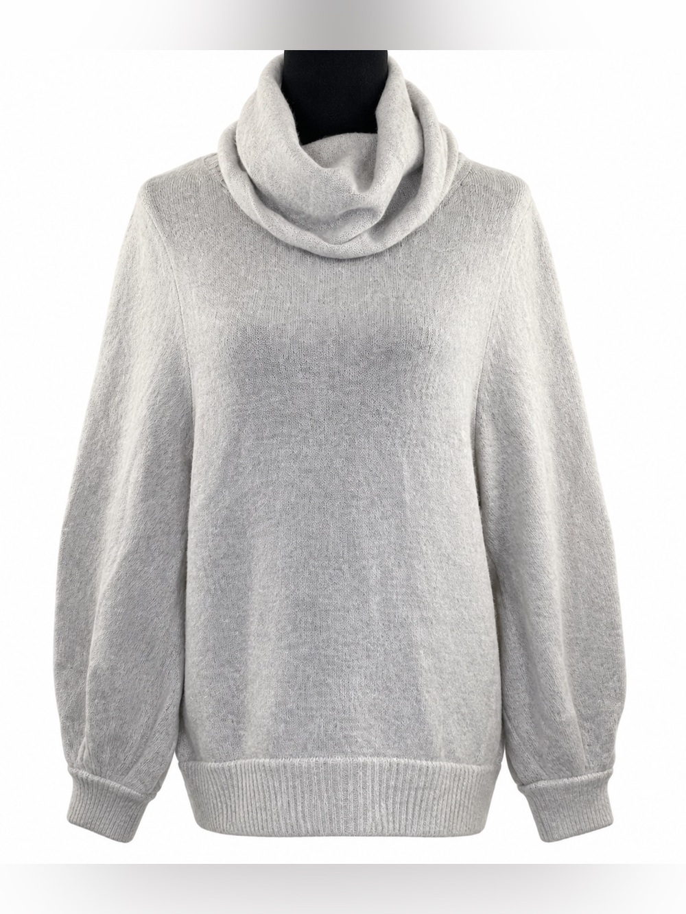 Magaschoni Grey Wool & Mohair Blend Knit Oversized Cowl Neck Sweater Size small